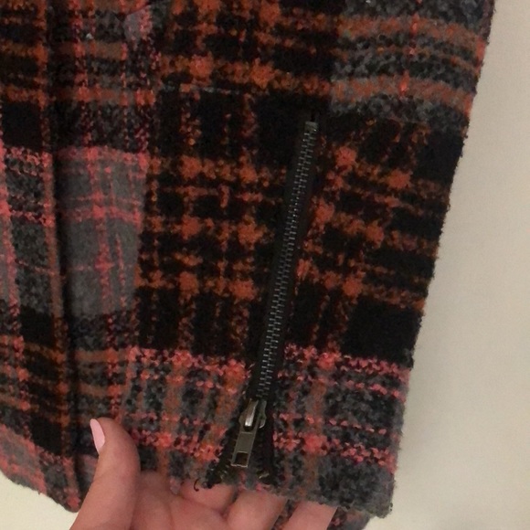 Gray and Coral Plaid Forever 21 Coat - Picture 4 of 7